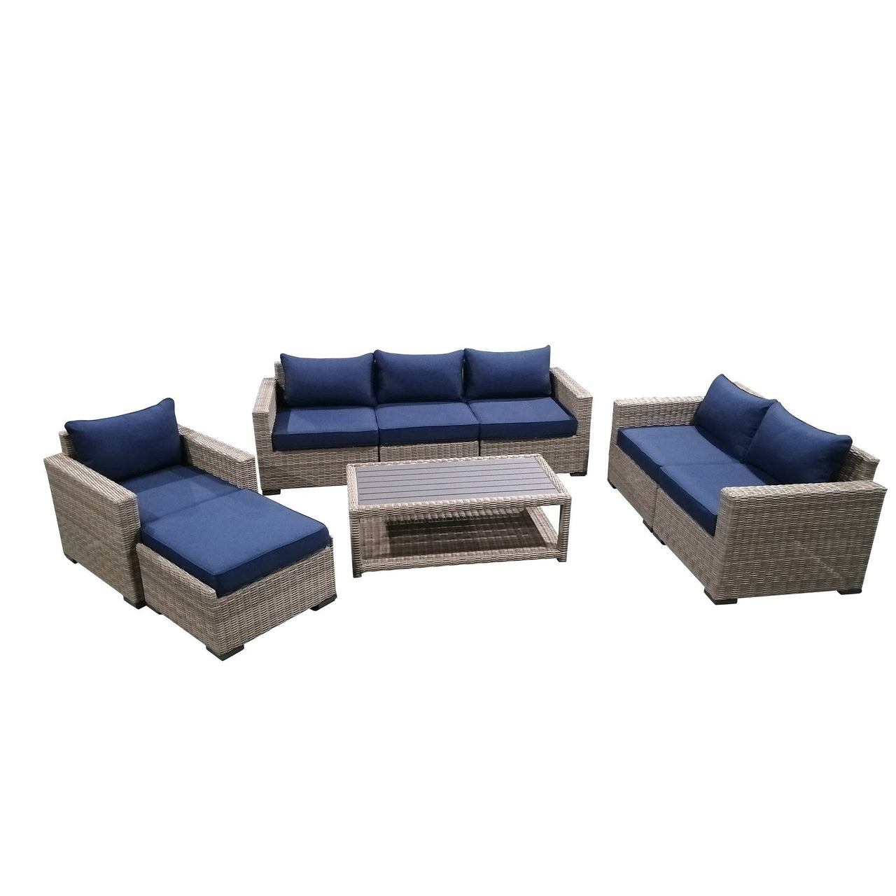 8-Piece Outdoor Pation Funiture Set Wicker Rattan Sectional Sofa Couch with Coffee Table Outdoor Furniture Casual Inc. 