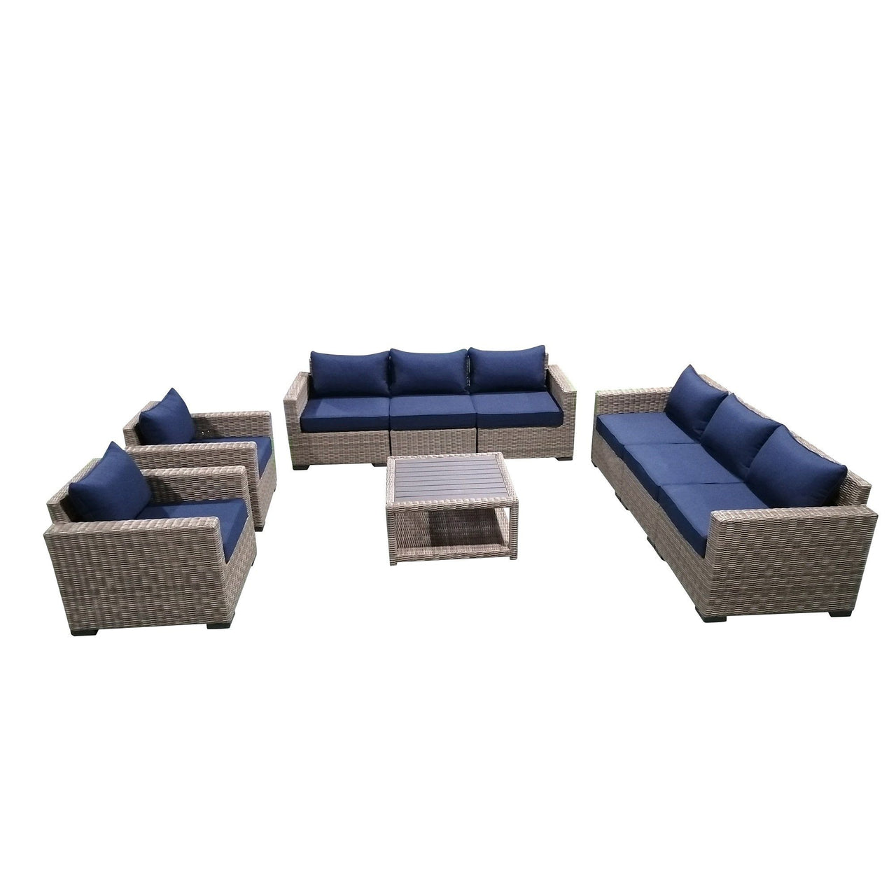 9-Piece Outdoor Pation Funiture Set Wicker Rattan Sectional Sofa Couch with Coffee Table Outdoor Furniture Casual Inc. 