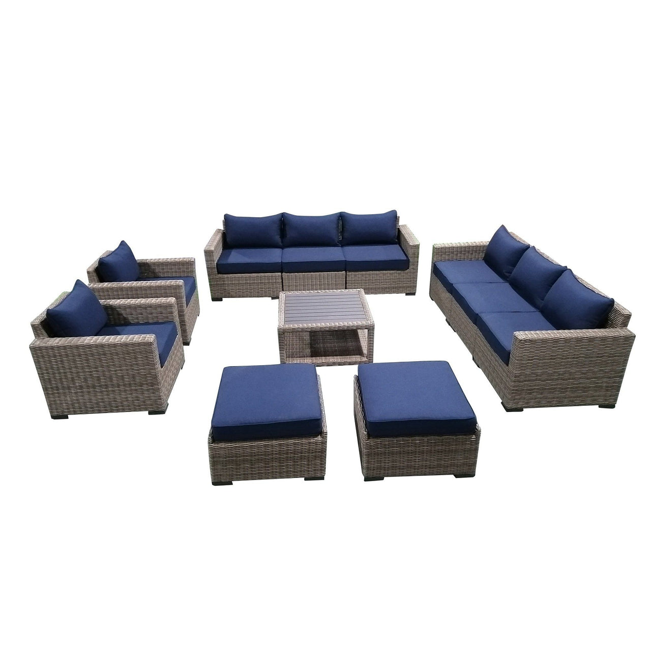 11-Piece Outdoor Pation Funiture Set Wicker Rattan Sectional Sofa Couch with Coffee Table Outdoor Furniture Casual Inc. 