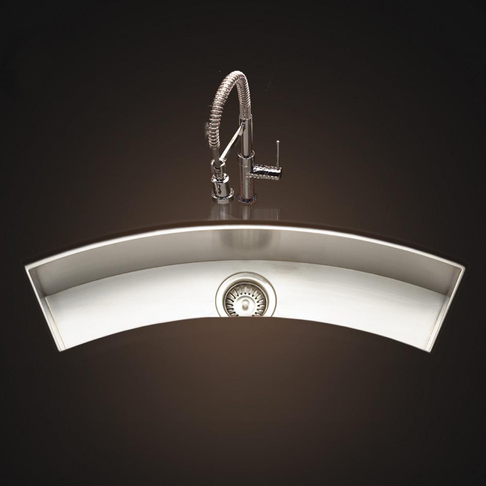 Houzer Contempo Trough Series Undermount Stainless Steel Curved Bowl Bar/Prep Sink Bar Sink - Undermount Houzer 