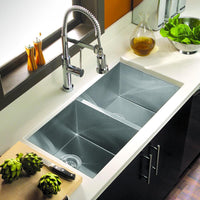 Thumbnail for Houzer Contempo Series Undermount Stainless Steel 50/50 Double Bowl Kitchen Sink Kitchen Sink - Undermount Houzer 