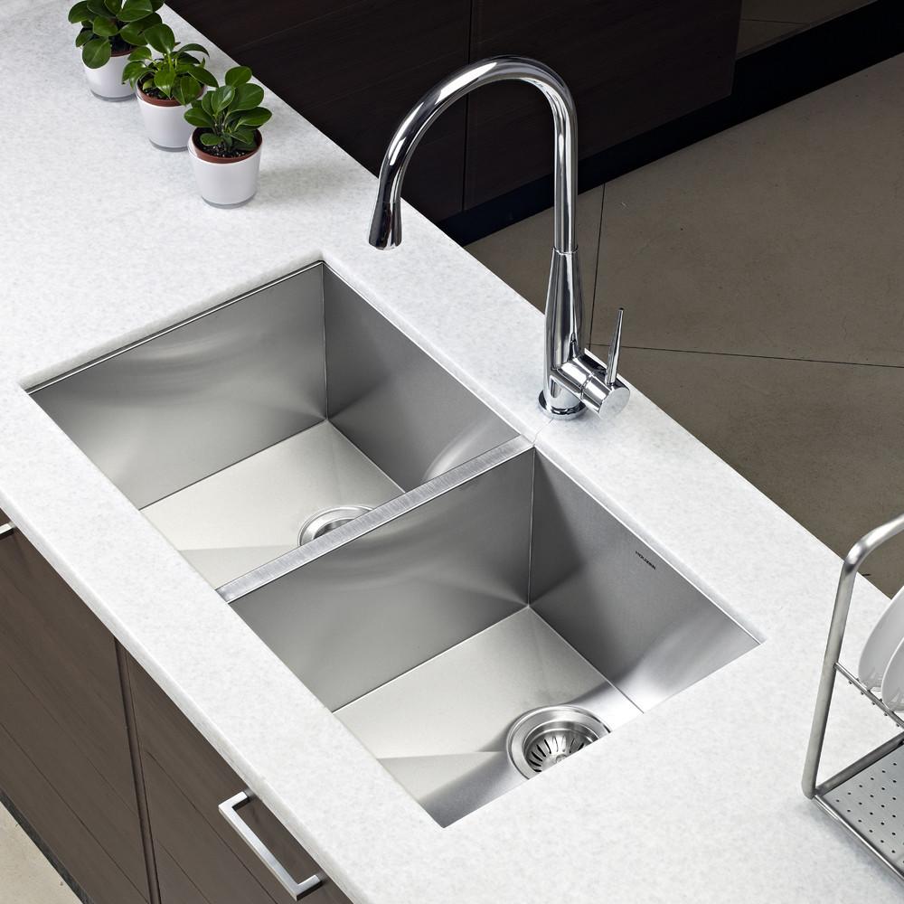 Houzer Contempo Series Undermount Stainless Steel 50/50 Double Bowl Kitchen Sink Kitchen Sink - Undermount Houzer 