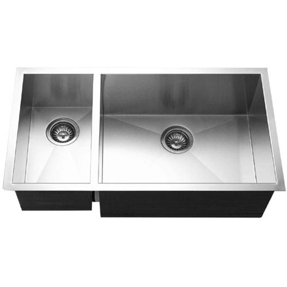 Houzer Contempo Series Undermount Stainless Steel 70/30 Double Bowl Kitchen Sink, Prep bowl left Kitchen Sink - Undermount Houzer 