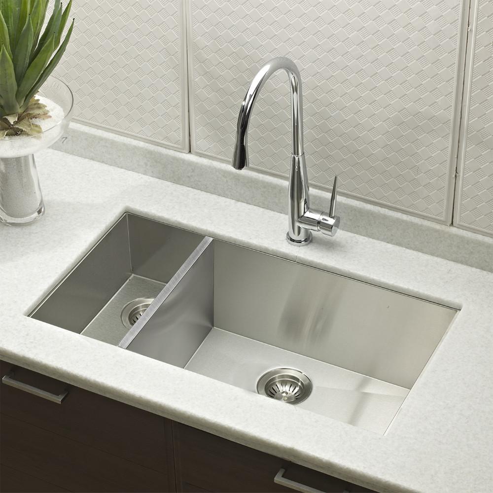 Houzer Contempo Series Undermount Stainless Steel 70/30 Double Bowl Kitchen Sink, Prep bowl left Kitchen Sink - Undermount Houzer 