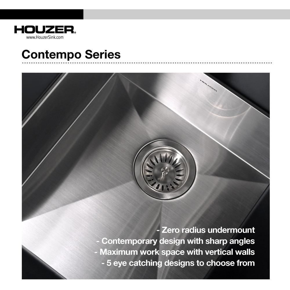Houzer Contempo Series Undermount Stainless Steel 70/30 Double Bowl Kitchen Sink, Prep bowl left Kitchen Sink - Undermount Houzer 