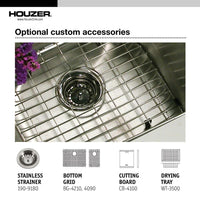 Thumbnail for Houzer Contempo Series Undermount Stainless Steel 70/30 Double Bowl Kitchen Sink, Prep bowl left Kitchen Sink - Undermount Houzer 