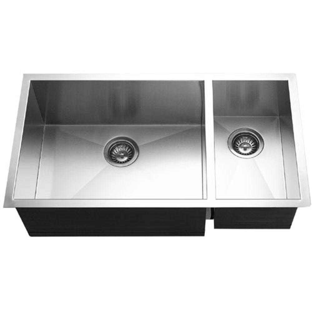 Houzer Contempo Series Undermount Stainless Steel 70/30 Double Bowl Kitchen Sink, Prep bowl Right Kitchen Sink - Undermount Houzer 