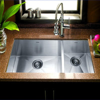 Thumbnail for Houzer Contempo Series Undermount Stainless Steel 70/30 Double Bowl Kitchen Sink, Prep bowl Right Kitchen Sink - Undermount Houzer 