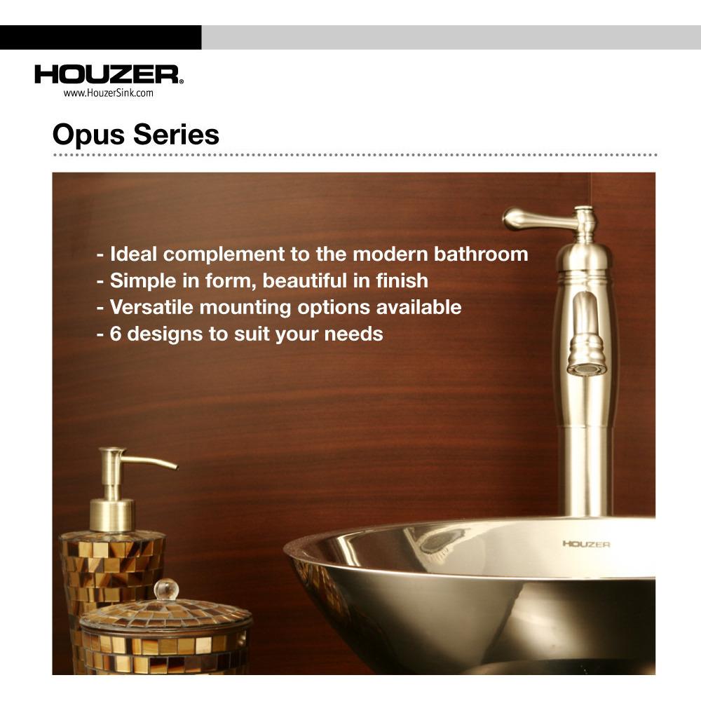 Houzer Opus Series Topmount Stainless Steel Lavatory Sink, Mirror Finish Bathroom Sink - Undermount Houzer 