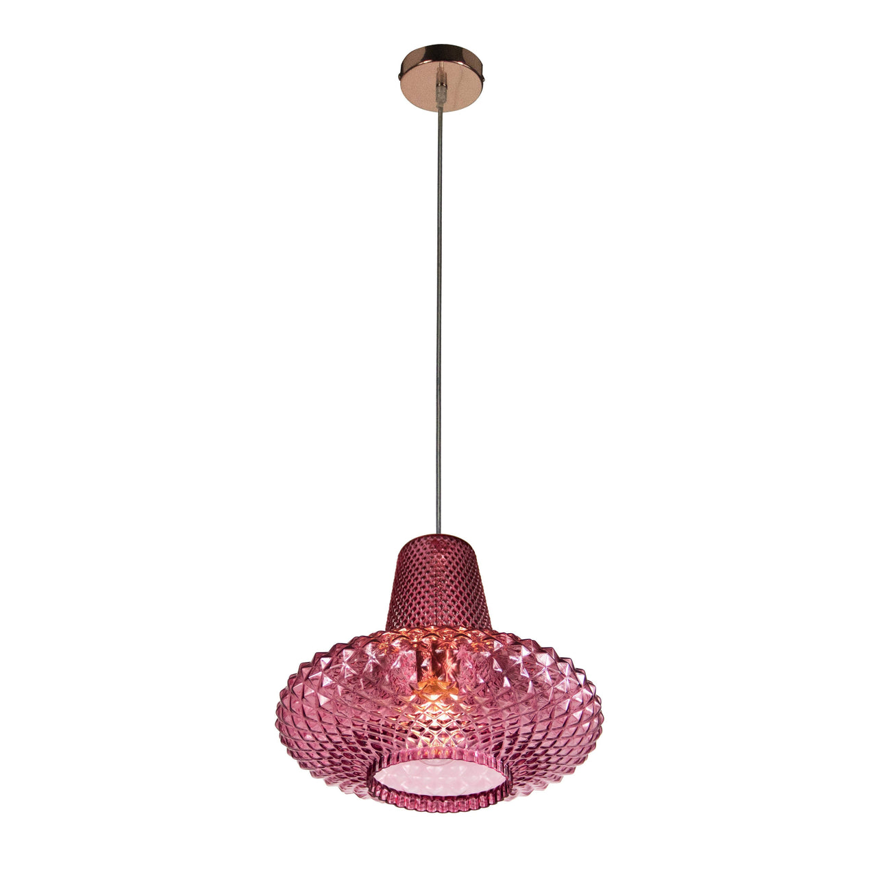 Jarvis Vintage Pendant Light Fixture with Pink Glass Shade, Home Decor, Overhead Ceiling Lighting for Foyer, Living or Dining Room, or Reading Nook Pendant Lighting Canyon Home 