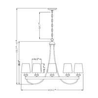 Thumbnail for Baden Rustic Wagon Wheel Light Fixture with 8 Bulb and White Fabric Shades, Overhead Lighting with Vintage Black Frame for Foyer, Home, Living or Dining Room Chandeliers Canyon Home 
