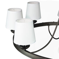 Thumbnail for Baden Rustic Wagon Wheel Light Fixture with 8 Bulb and White Fabric Shades, Overhead Lighting with Vintage Black Frame for Foyer, Home, Living or Dining Room Chandeliers Canyon Home 
