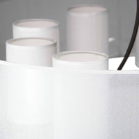 Thumbnail for Fresno Modern Drum Chandelier Overhead Light Fixture with 10 Light Bulb Support and White Fabric Shade, Beautiful Hanging Lighting for Foyer, Living or Dining Room Use Chandeliers Canyon Home 