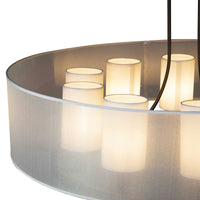 Thumbnail for Fresno Modern Drum Chandelier Overhead Light Fixture with 10 Light Bulb Support and White Fabric Shade, Beautiful Hanging Lighting for Foyer, Living or Dining Room Use Chandeliers Canyon Home 