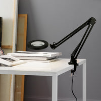 Thumbnail for Dahl Magnifier LED Desk Light, Black, Long Adjustable Arm with Enhanced Glass Magnification, Dimmable Ring Lighting for Office, Hobby, Home, or Personal Crafting Desk Lamps Canyon Home 