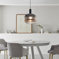 Thumbnail for Langley Contemporary Pendant Light Fixture with Grey Glass Shade, Elegant Multi Directional Ceiling Fixture for Living Room, Foyer, or Dining Areas, Dimmable Option Pendant Lighting Canyon Home 