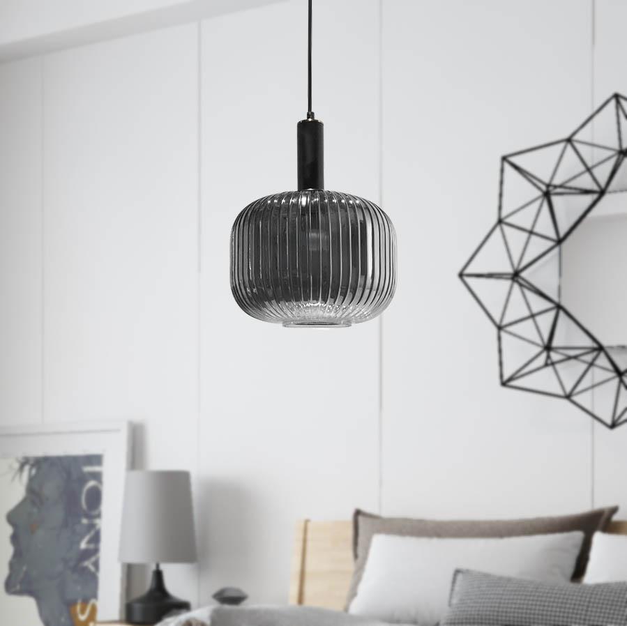 Langley Contemporary Pendant Light Fixture with Grey Glass Shade, Elegant Multi Directional Ceiling Fixture for Living Room, Foyer, or Dining Areas, Dimmable Option Pendant Lighting Canyon Home 