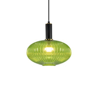 Thumbnail for Lassen Retro Pendant Light Fixture with Vintage Oval Glass Shade, Decorative Home, Foyer, Living Room or Dining Decor, Elegant Overhead Lighting, Long Hanging Length Pendant Lighting Canyon Home 