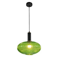 Thumbnail for Lassen Retro Pendant Light Fixture with Vintage Oval Glass Shade, Decorative Home, Foyer, Living Room or Dining Decor, Elegant Overhead Lighting, Long Hanging Length Pendant Lighting Canyon Home 