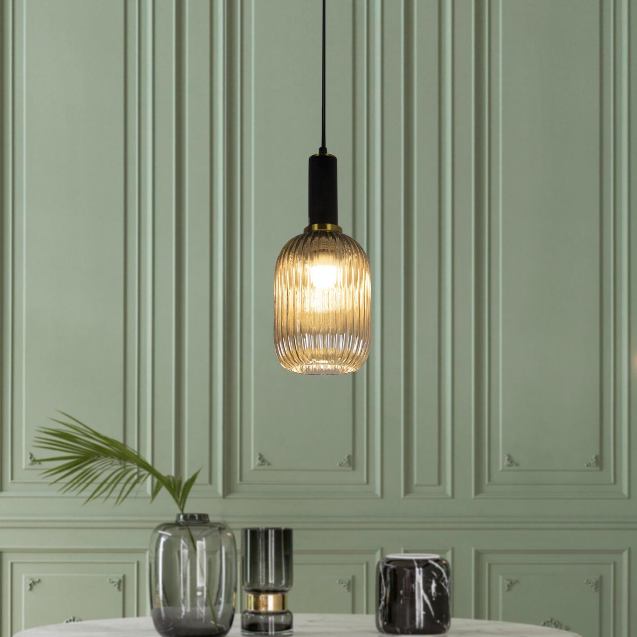 Loma Elegant Glass Pendant Light Fixture for Living and Dining Rooms, Kitchen, Entryways, or Foyer, Beautiful Home Decor Down Lighting, Flush Mount, Dimmable Pendant Lighting Canyon Home 