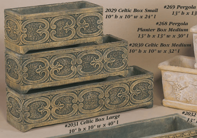 Celtic Box Cast Stone Outdoor Garden Planter Planter Tuscan 