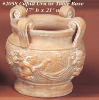 Thumbnail for Cupid Urn Or Table Base Cast Stone Outdoor Garden Planter Planter Tuscan 