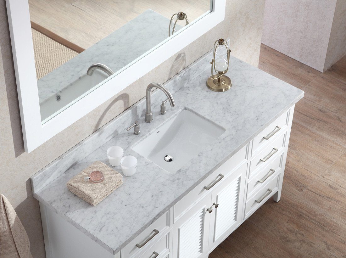 ARIEL Kensington 61" Single Sink Bathroom Decor Vanity Set 1 Faux Drawer - White Vanity ARIEL 