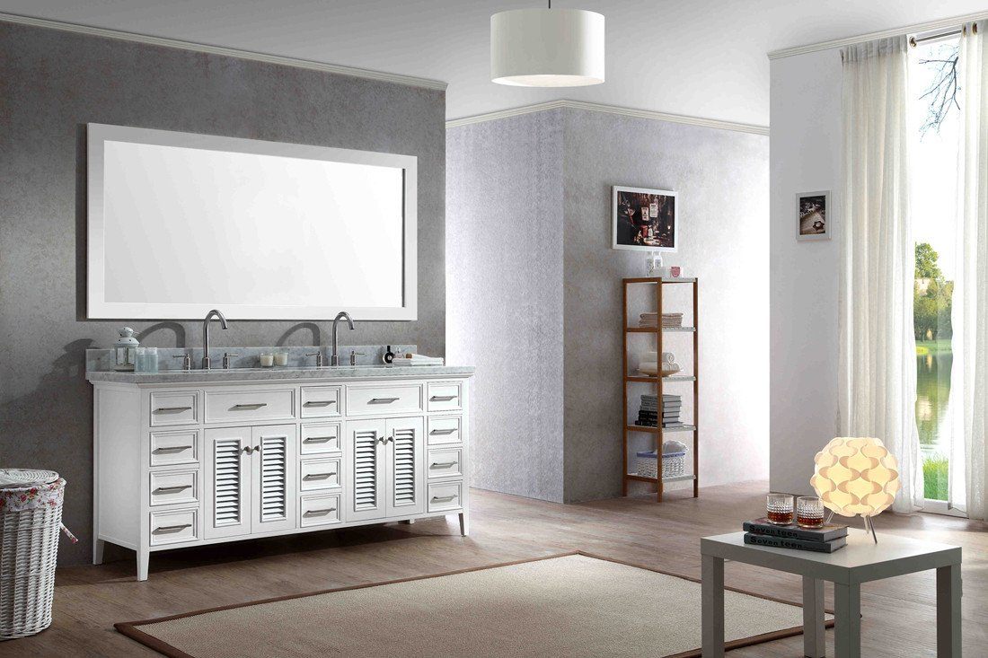 ARIEL Kensington 73" Double Sink Bathroom Vanity Set in White Vanity ARIEL 