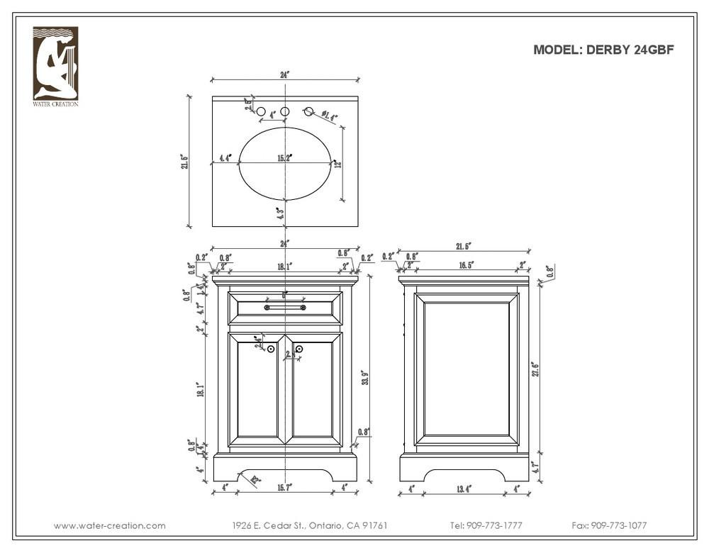 Derby 24"Cashmere Grey Single Sink Vanity With Matching Framed Mirror And Faucet Vanity Water Creation 