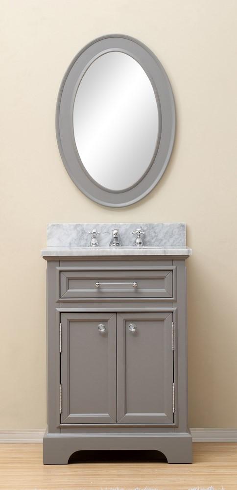Derby 24" Cashmere Grey Single Sink Bathroom Vanity With Matching Framed Mirror Vanity Water Creation 