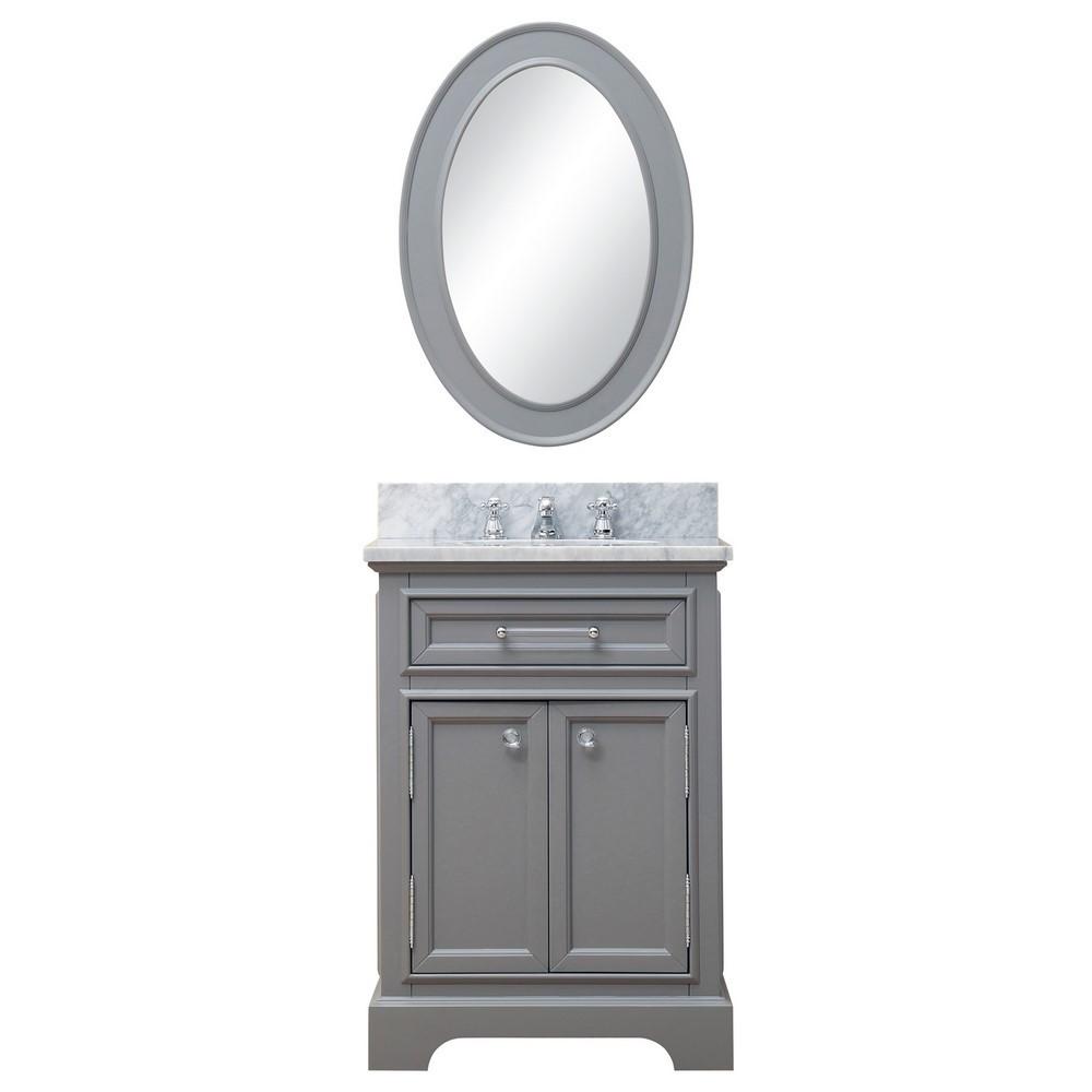 Derby 24" Cashmere Grey Single Sink Bathroom Vanity With Matching Framed Mirror Vanity Water Creation 