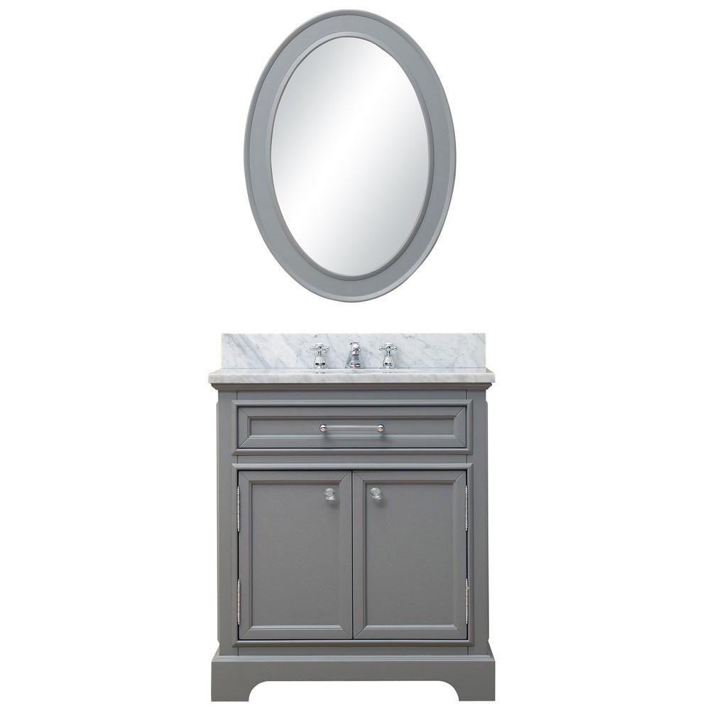 Derby 30"Cashmere Grey Single Sink Vanity With Matching Framed Mirror And Faucet Vanity Water Creation 
