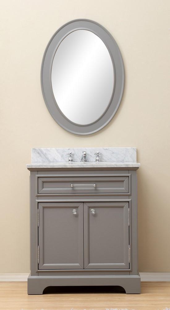 Derby 30" Cashmere Grey Single Sink Bathroom Vanity With Matching Framed Mirror Vanity Water Creation 