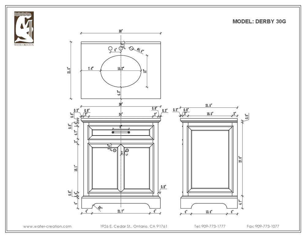 Derby 30" Cashmere Grey Single Sink Bathroom Vanity Only Vanity Water Creation 