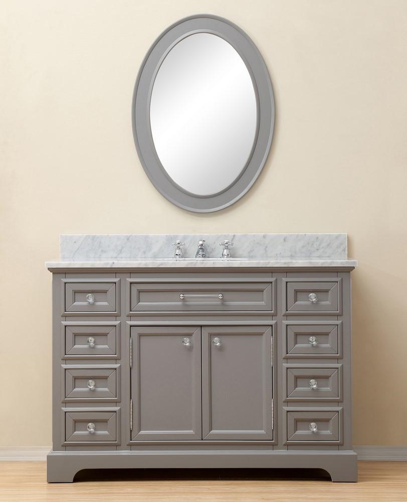 Derby 48"Cashmere Grey Single Sink Vanity With Matching Framed Mirror And Faucet Vanity Water Creation 