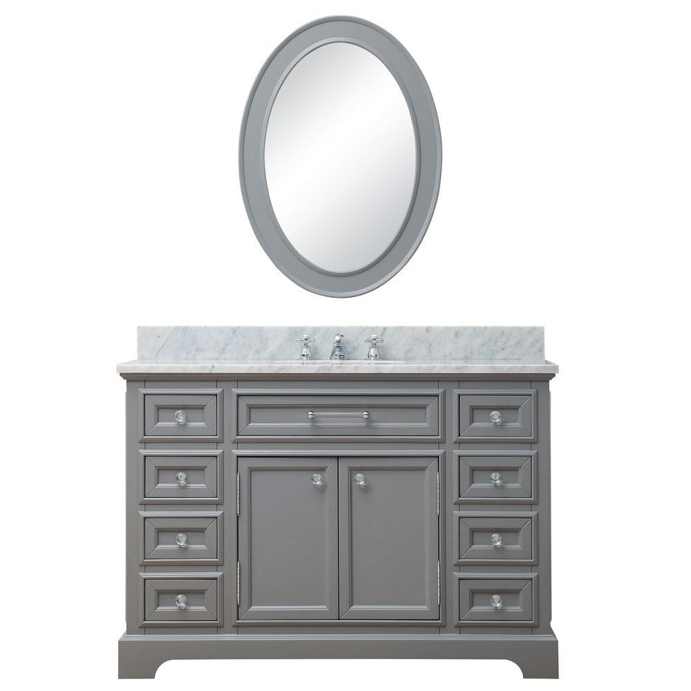 Derby 48" Cashmere Grey Single Sink Bathroom Vanity With Matching Framed Mirror Vanity Water Creation 