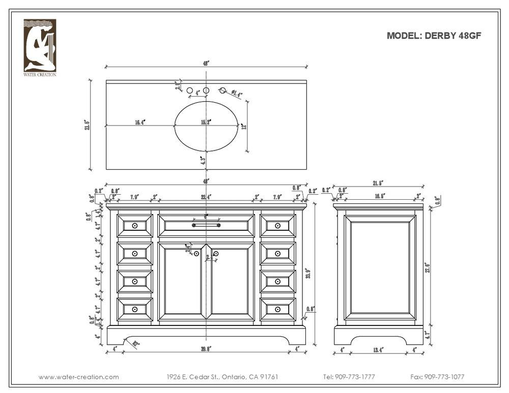 Derby 48" Cashmere Grey Single Sink Bathroom Vanity And Faucet Vanity Water Creation 