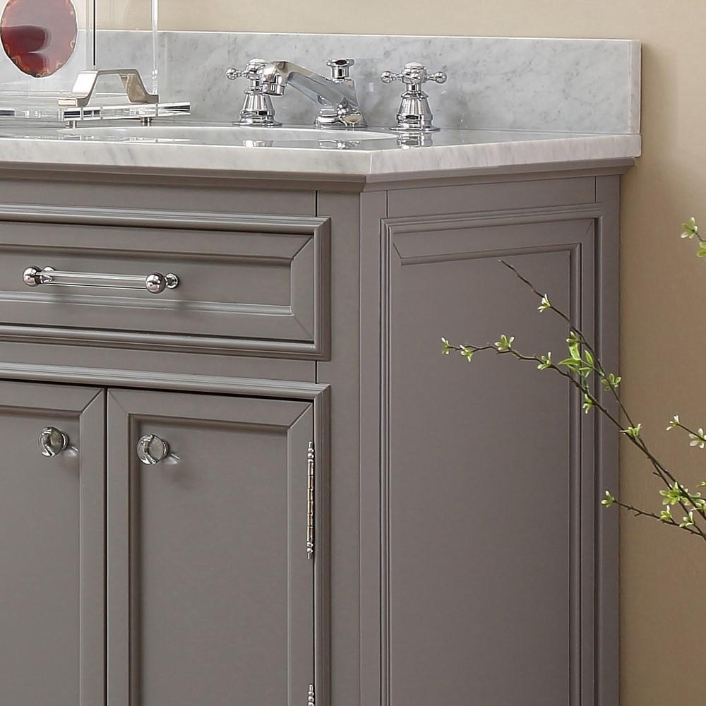 Derby 60"Cashmere Grey Double Sink Vanity With Framed Mirrors And Faucets Vanity Water Creation 