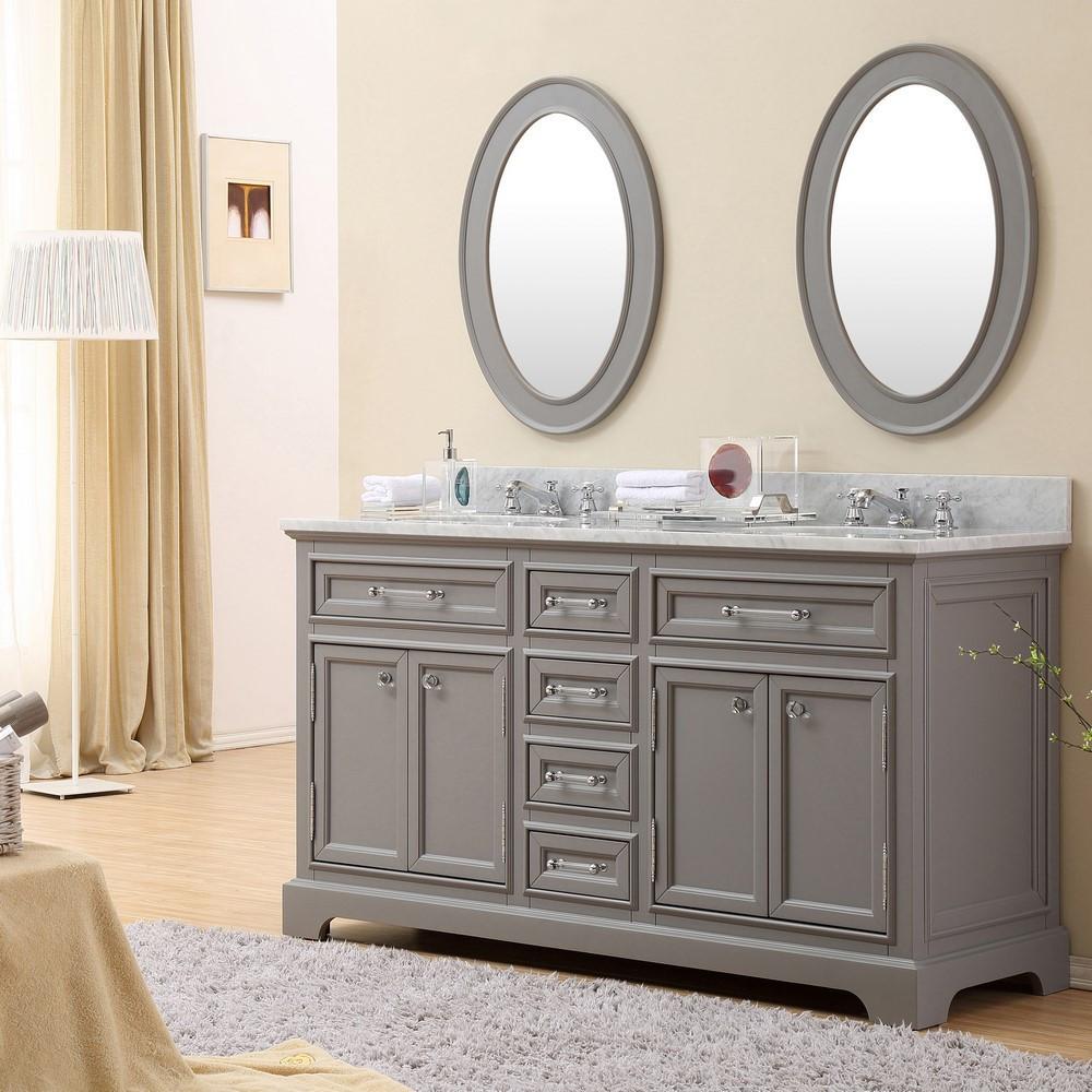 Derby 60" Cashmere Grey Double Sink Bathroom Vanity Only Vanity Water Creation 