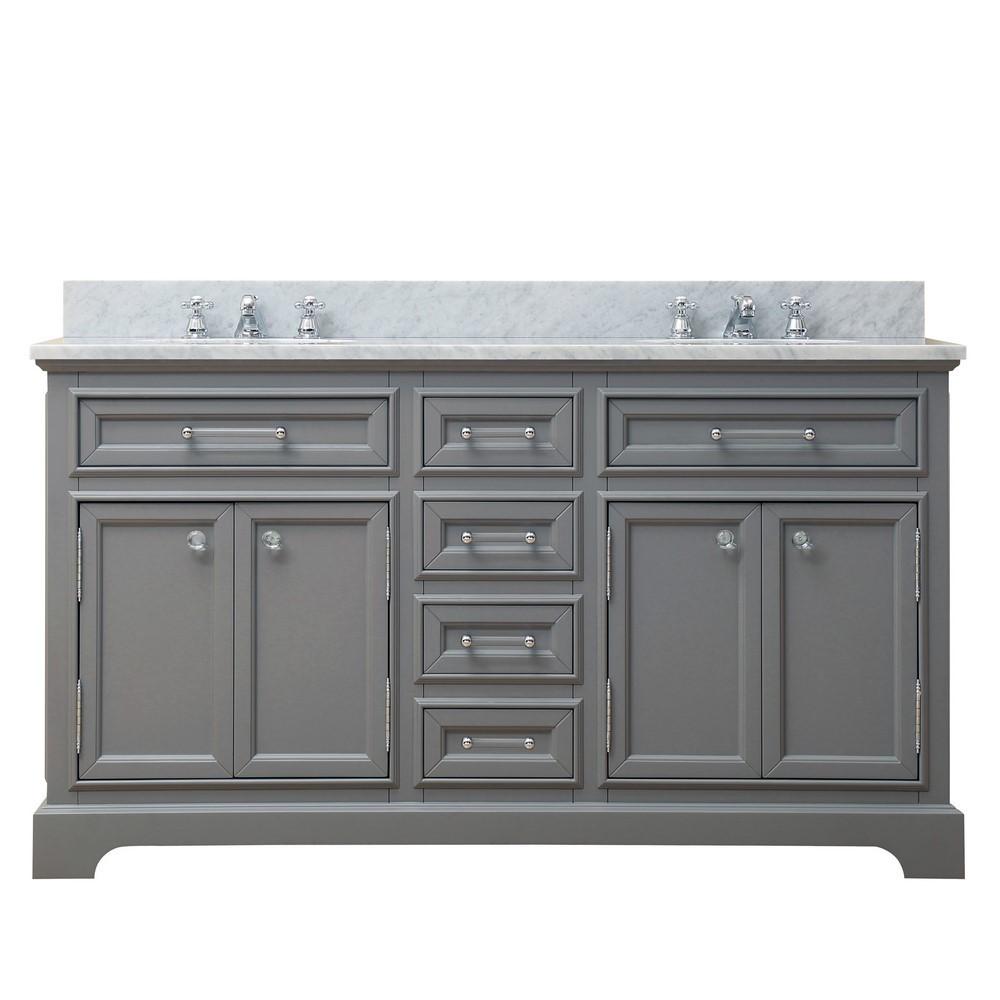 Derby 60" Cashmere Grey Double Sink Bathroom Vanity Only Vanity Water Creation 