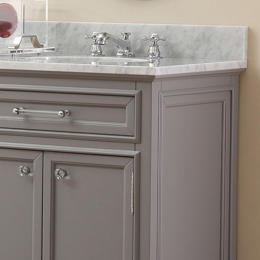 Derby 72"Cashmere Grey Double Sink Vanity With Framed Mirrors And Faucets Vanity Water Creation 
