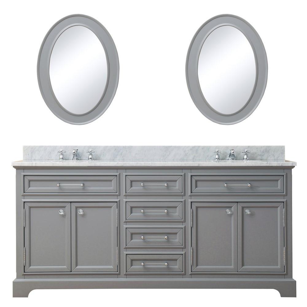 Derby 72" Cashmere Grey Double Sink Bathroom Vanity With Matching Framed Mirrors Vanity Water Creation 