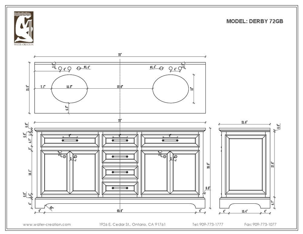 Derby 72" Cashmere Grey Double Sink Bathroom Vanity With Matching Framed Mirrors Vanity Water Creation 