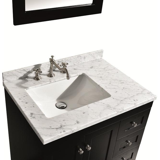 Eviva Acclaim C. 30" Transitional Espresso Vanity with white carrera marble counter-top Vanity Eviva 