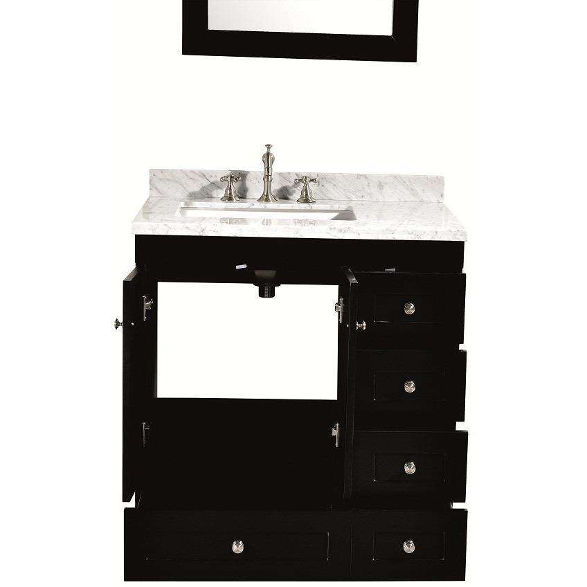 Eviva Acclaim C. 30" Transitional Espresso Vanity with white carrera marble counter-top Vanity Eviva 