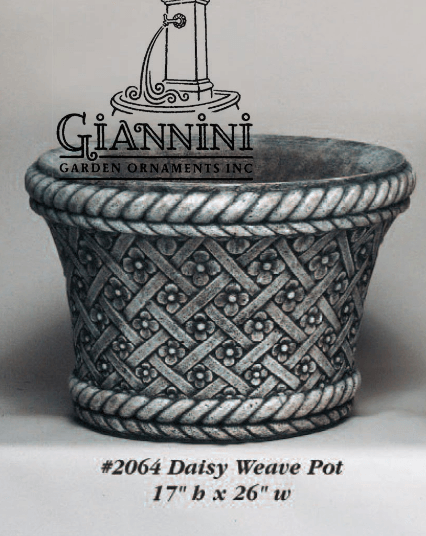 Daisy Weave Pot Cast Stone Outdoor Garden Planter Planter Tuscan 