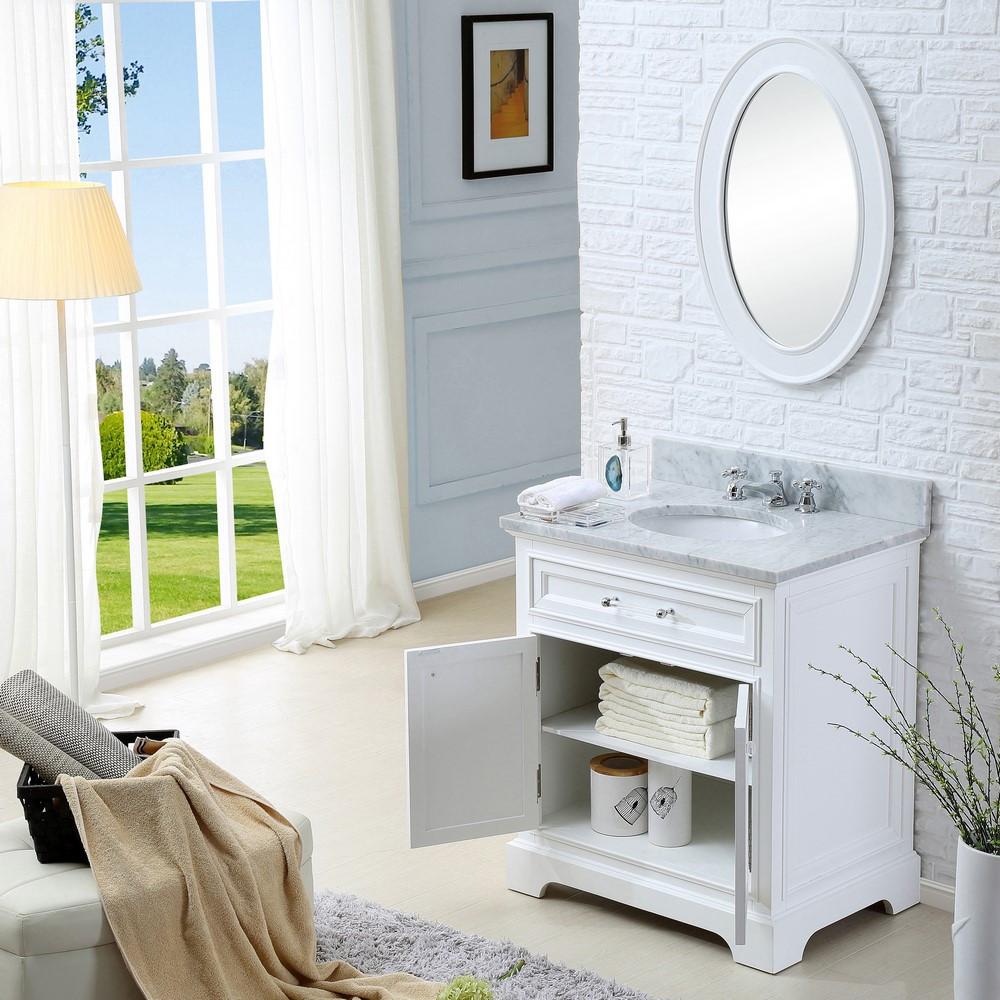 Derby 30" Solid White Single Sink Bathroom Vanity Only Vanity Water Creation 