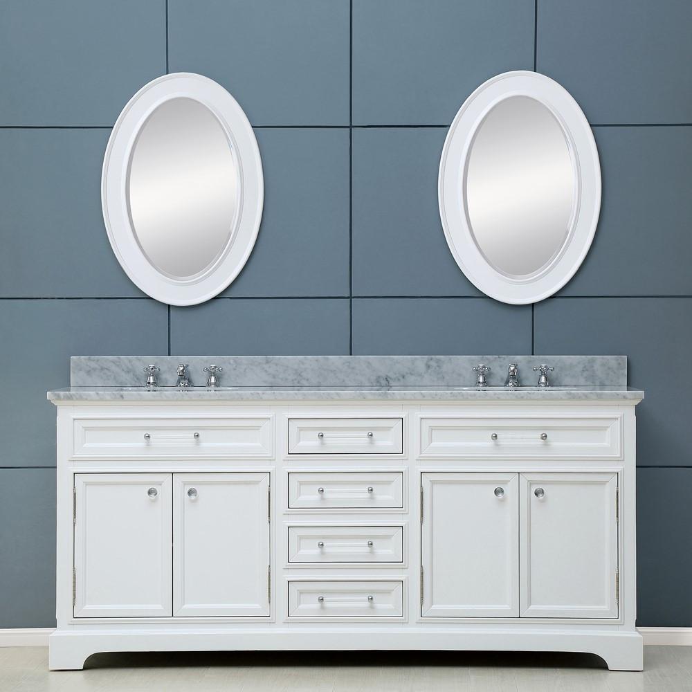 Derby 72" Solid White Double Sink Bathroom Vanity And Faucet Vanity Water Creation 
