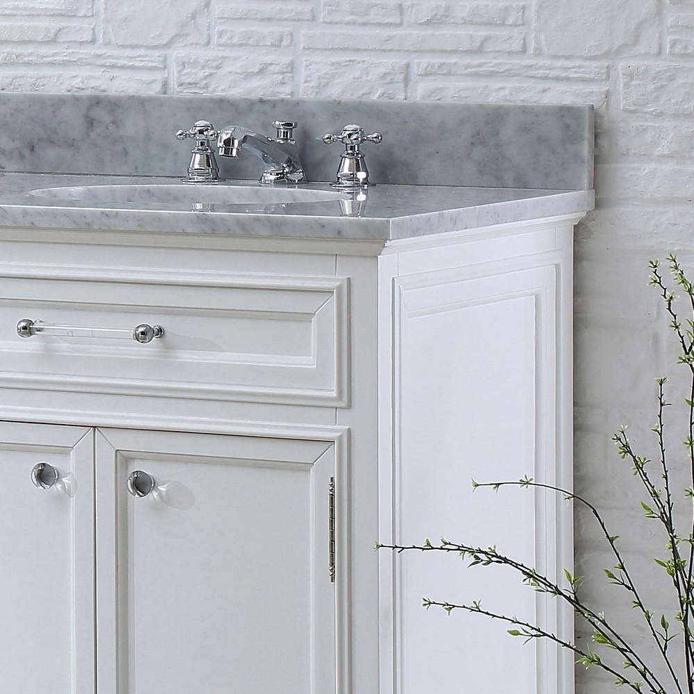 Derby 72" Solid White Double Sink Bathroom Vanity And Faucet Vanity Water Creation 