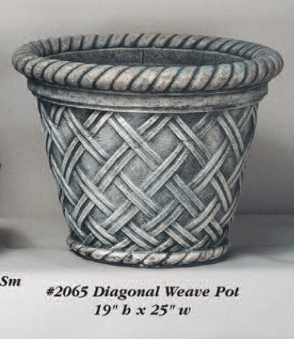 Diagonal Weave Pot Cast Stone Outdoor Garden Planter Planter Tuscan 
